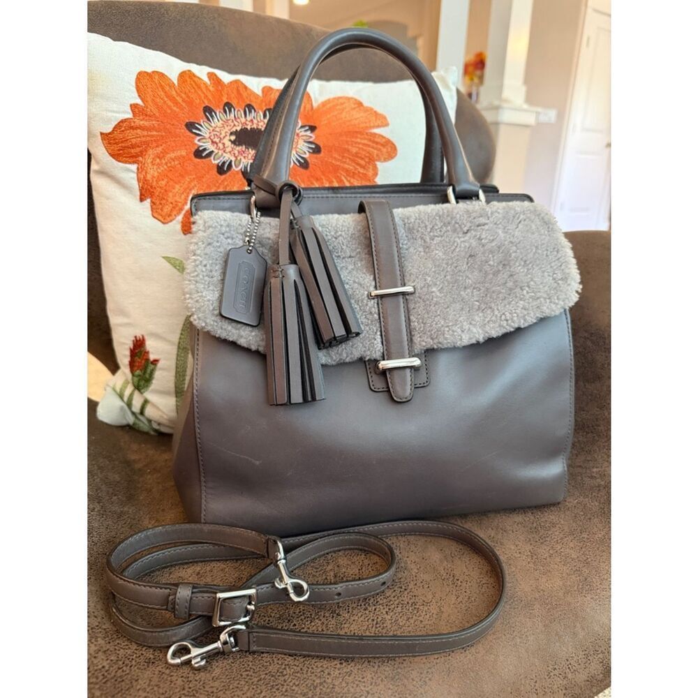 Coach Legacy Satchel 26366 Leather Shearling Bag w/Strap, Hangtag & Tassels 2013